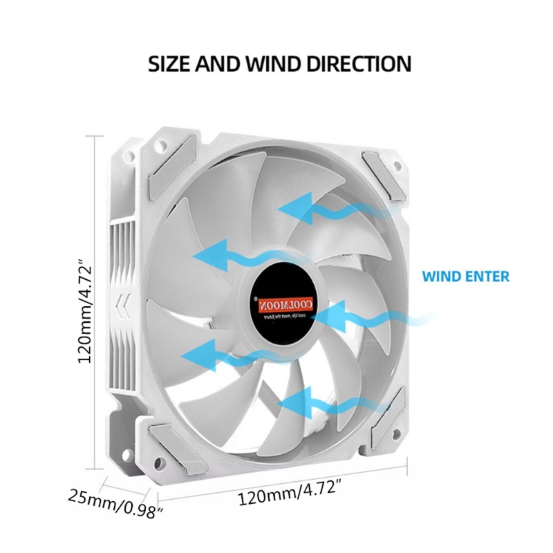 Bt Coolmoon PC Untuk Case Fan 120mm PWM ARGB Pendingin Sasis Komputer 4pin Adjustable RGB Cooling Fan Untuk Pendingin CPU