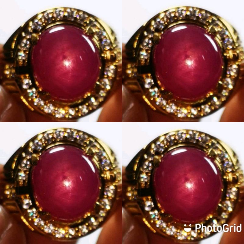 Cincin Permata Red Ruby Star Fatkwa Burma Top Kristal