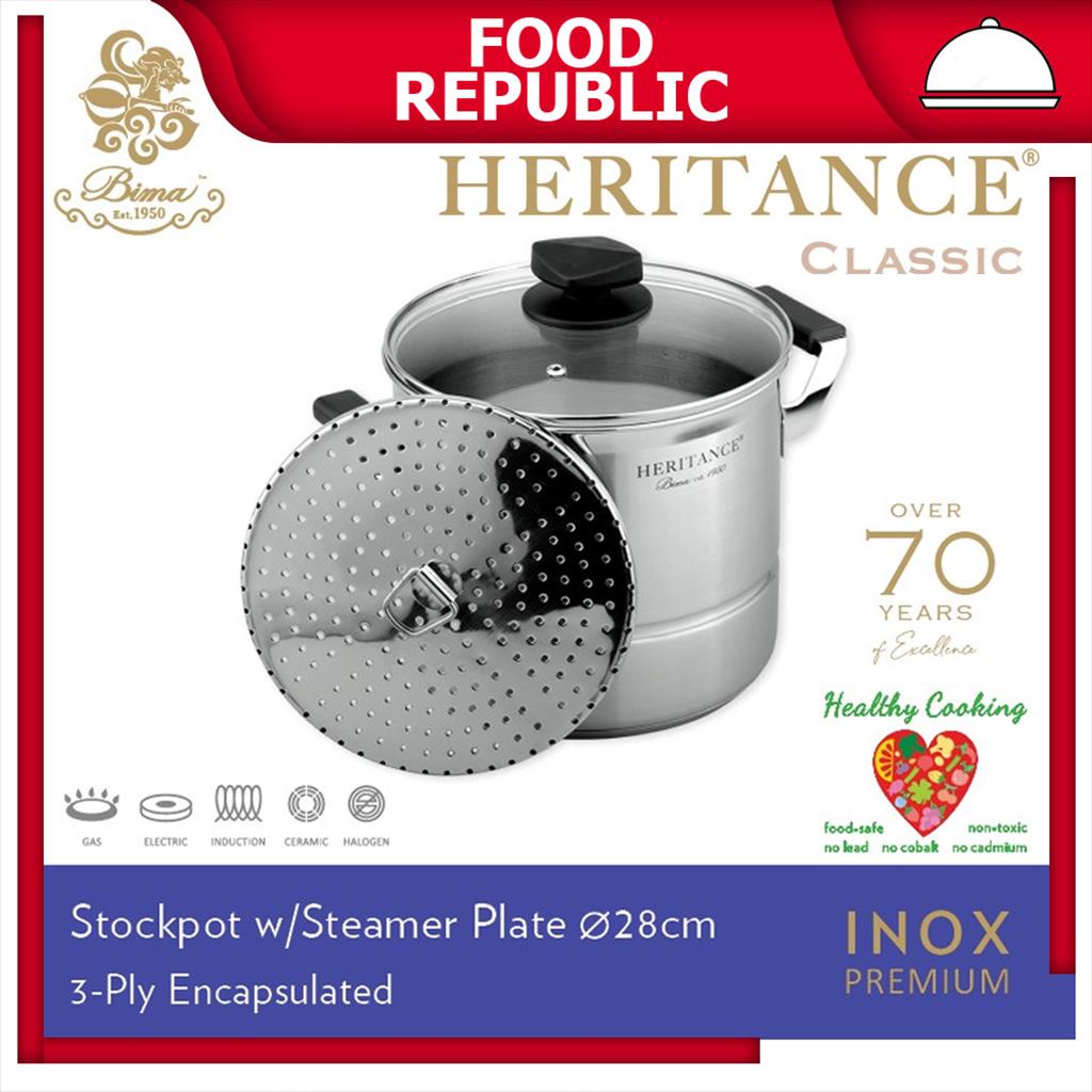 PANCI BIMA HERITANCE CLASSIC 28 CM BP120328 STOCKPOT WITH STEAMER BIMA