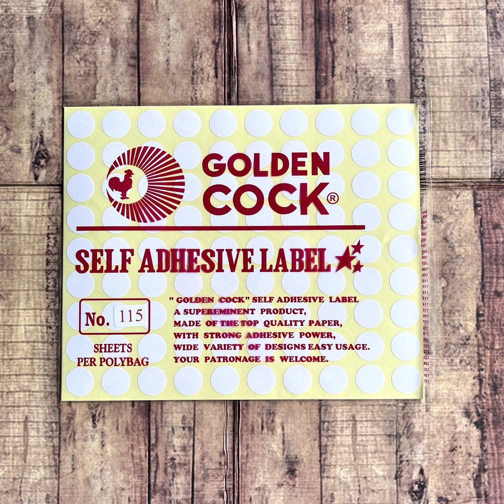 Label Golden Cock No. 115 - Self Adhesive Label 115 - Sticker Bulat