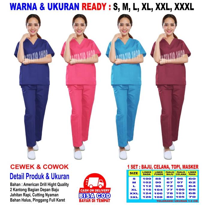 Baju OKA, Baju Perawat / Baju OK, Pria Wanita Lengan Pendek
