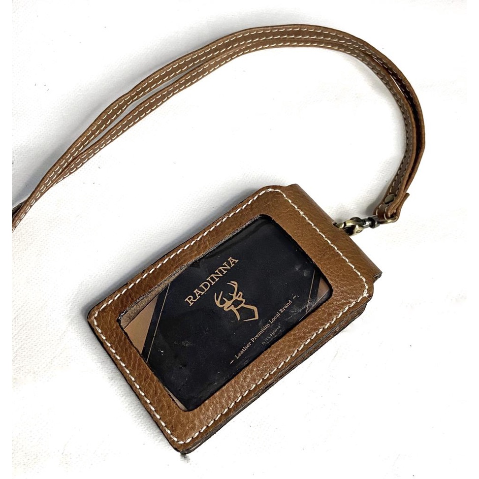 

ID Card Holder Kulit Asli Double Sleeve / Lanyard Kulit / Name Tag Kulit / Kulit Sapi Asli 100% Premium
