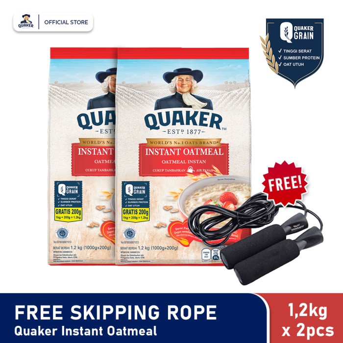 

[new] Quaker Instant Oatmeal 1.2 kg Twin Pack + Skipping Rope