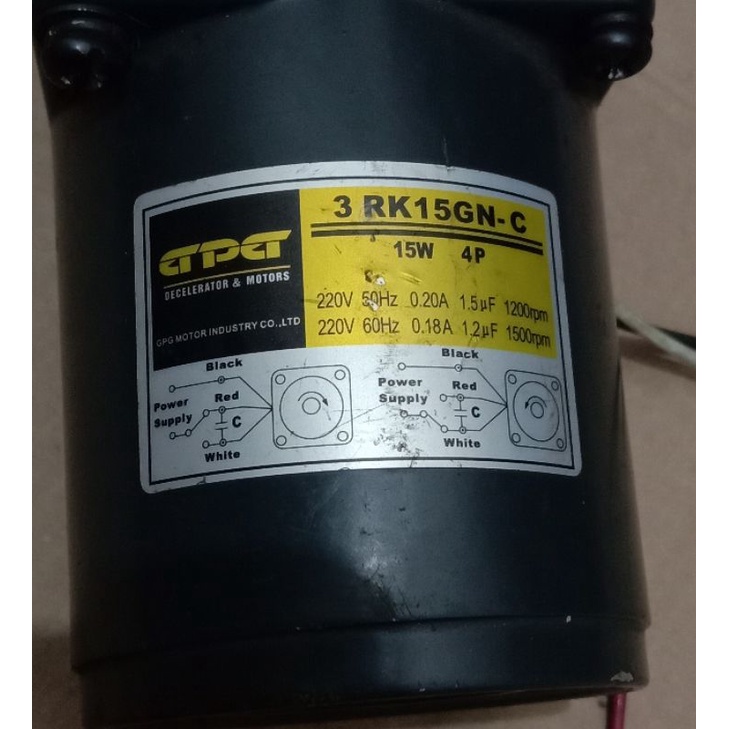 AC MOTOR GEARBOK GPG 220V 15W RATIO 1 : 180 8RPM HIGH TOTQUE