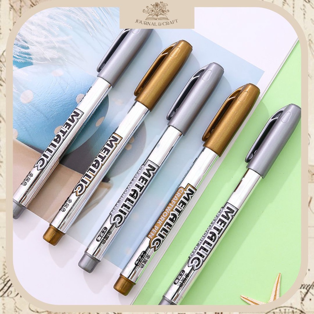 

JC Metallic Pen Gold Silver Pen Marker Spidol metalik emas perak baoke Spidol Ban Motor Mobil Paint Marker Permanent