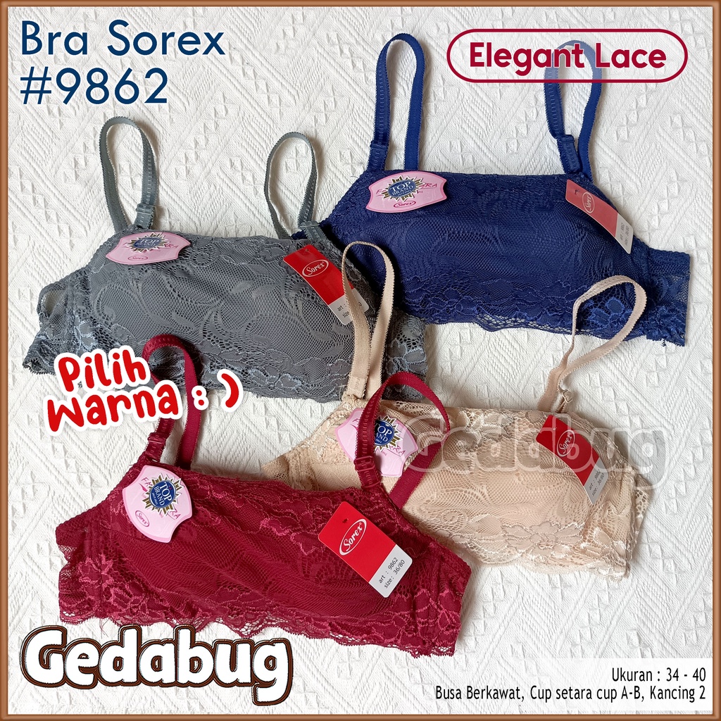 Sorex Bra 9862 Fashion Bra Renda Kemben | BH Busa dan berkawat kait 2 Cup setara Cup A-B | Gedabug