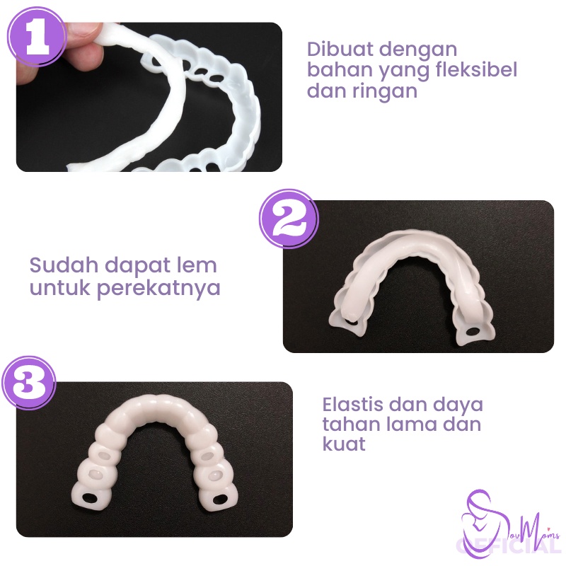 Gigi Palsu Snap On Smile Gigi Palsu Atas Bawah Instan Silikon Snap On Smile Putih Original Authentic