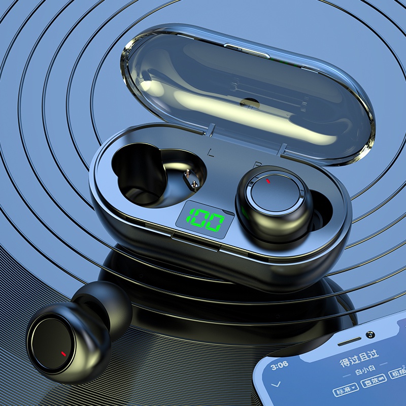 (COD) Y60 tws earphone bluetooth with mic Sport Waterproof Headset gaming Bluetooth 5.1 Touch Control HiFi Stereo Portable