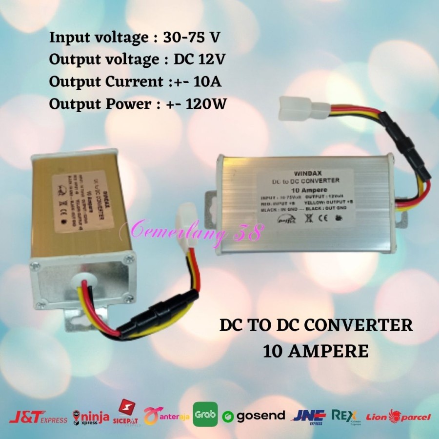 Inverter Converter Step Down 3 cable DC 30-75V TO DC 12V 10A PII