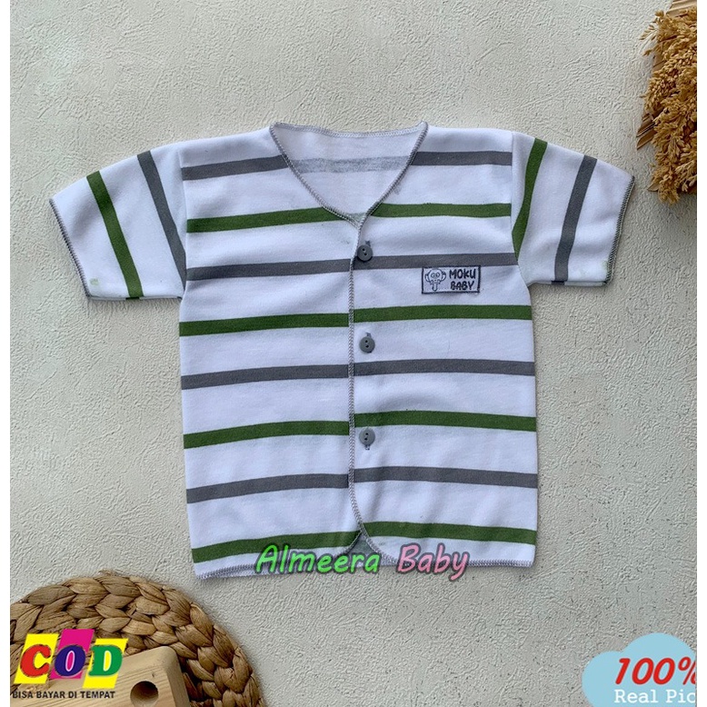 Isi 3 PCS Baju Bayi Baru Lahir Lengan Pendek Kancing Depan Usia 0-3 Bulan Almeera Baby and Kids