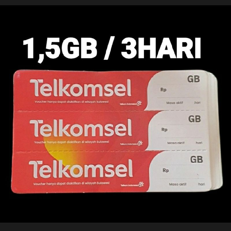 VOUCHER TELKOMSEL 1,5 GB/3 HARI, ZONA 1 SULAWESI