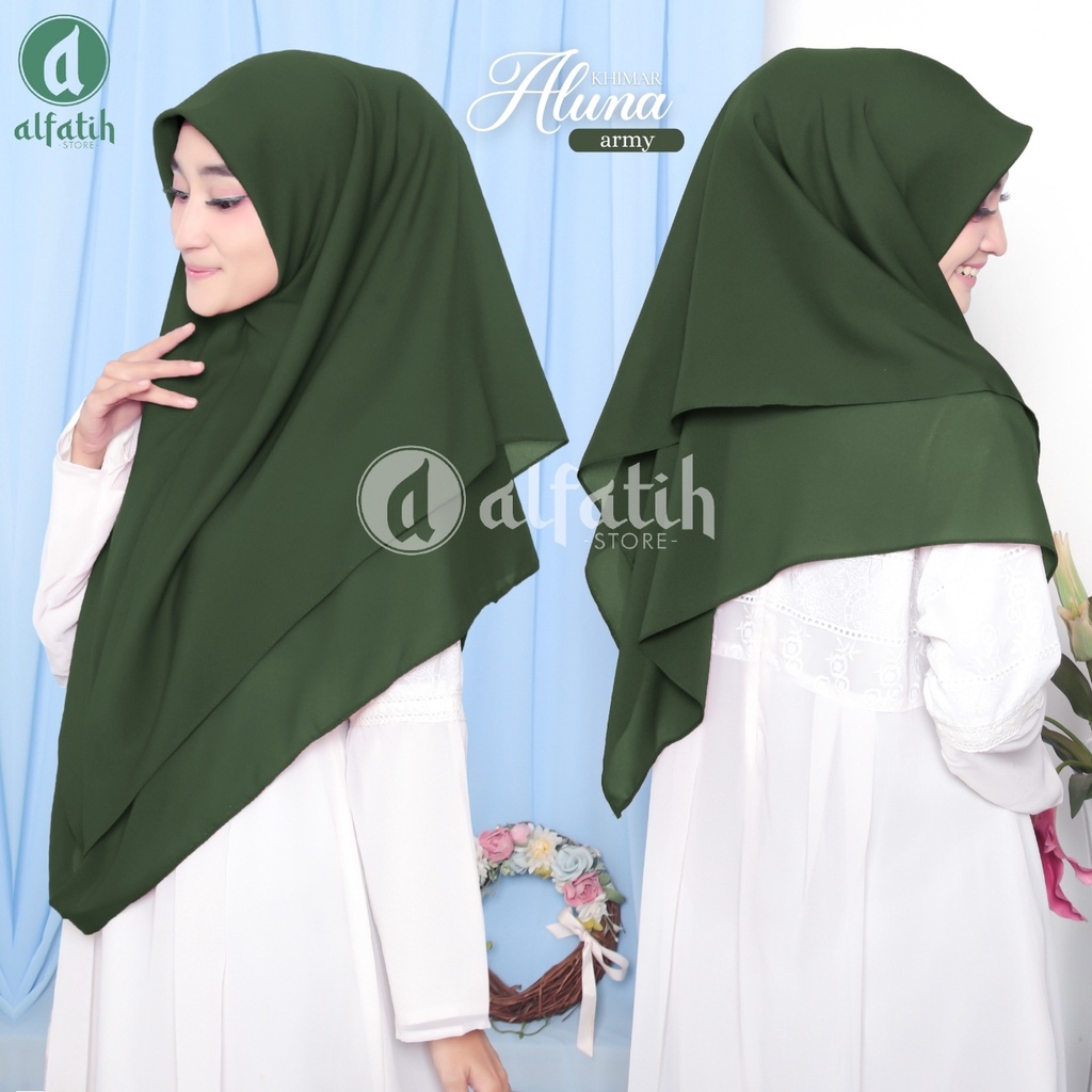 Khimar Aluna 2 Layer Hijab Khimar Instan Non Pet Diamond Jilbab Instan Tanpa Pet Full Double Dua 2 Layer Jumbo bahan Diamond