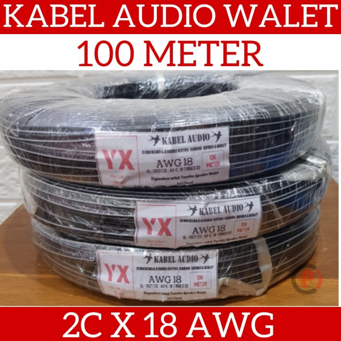 Isi 100M Kabel AWG 18 2C Tinned CU AWG18 Untuk Tweeter Speaker / Walet