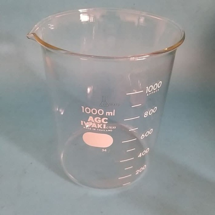 Lab Beaker Glass 1000Ml Iwaki Pyrex Gelas Piala Kimia 1000 Ml