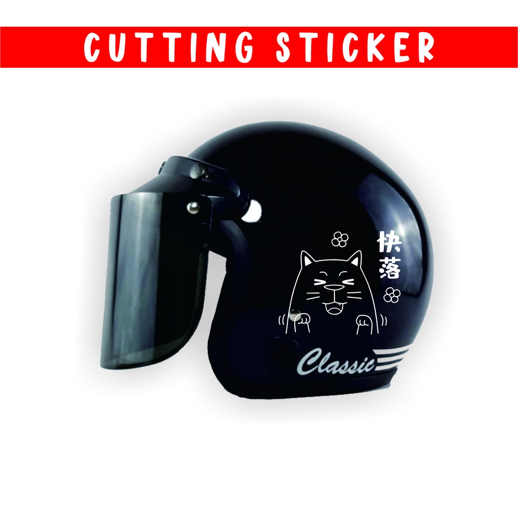SEHARI JADI Stiker Helm Bogo Sticker Kucing Cat Lucu