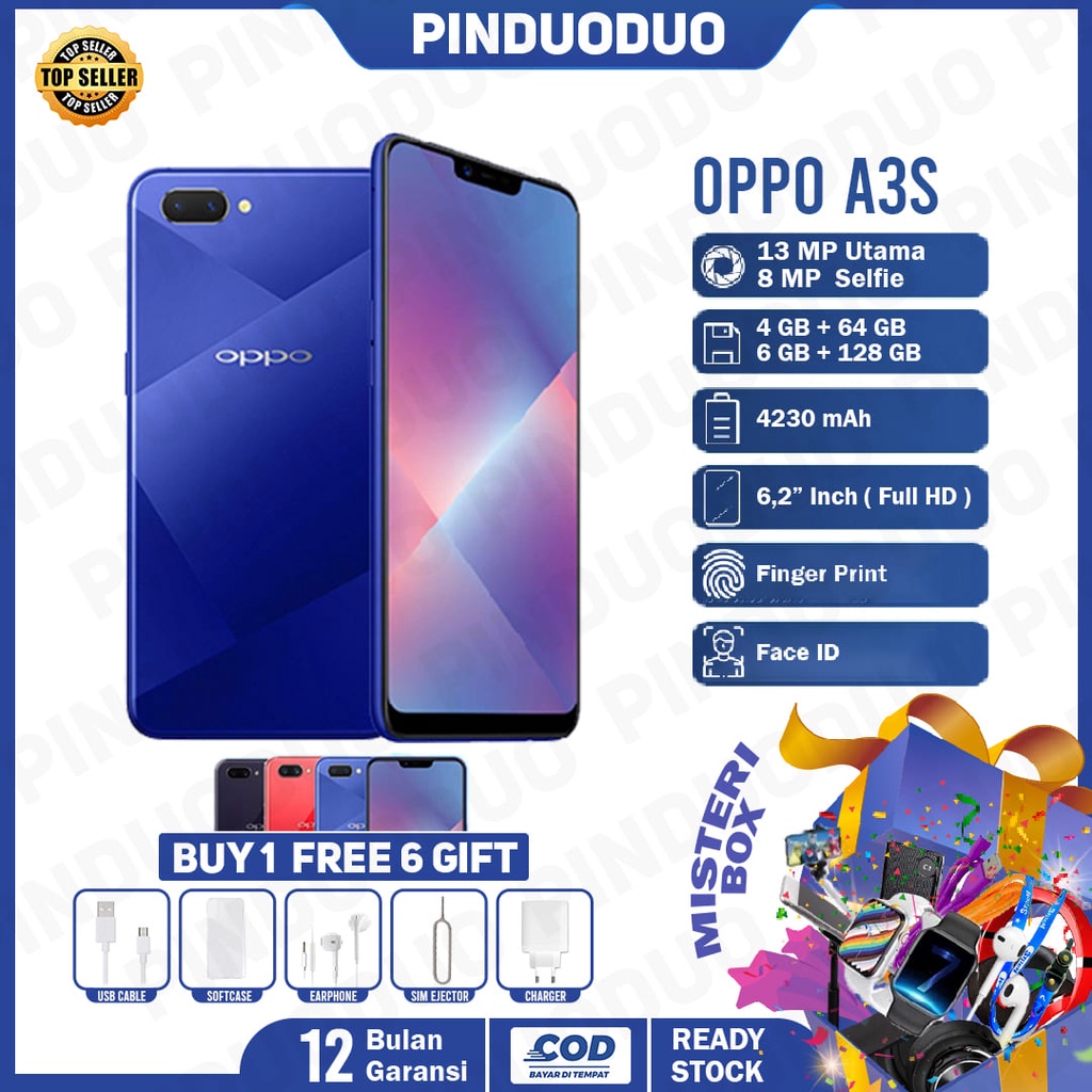 hp oppo a3s ram 6+128GB Garansi distributor 4G grosir termurah