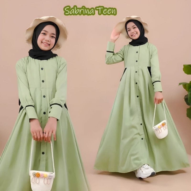 Sabrina Teen Kids/ Baju Muslim Anak Perempuan/ Gamis Anak Tanggung Usia 10-15 Tahun/ Dress Crinkle AirFlow