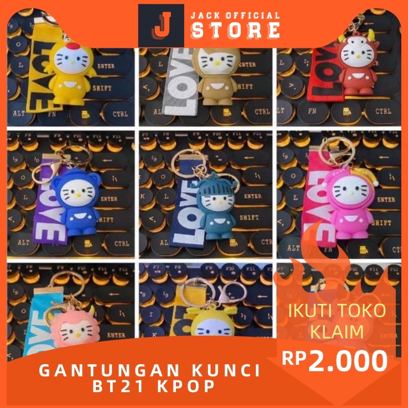 JACKSHOP Gantungan Kunci BT21 KPOP Boneka Cute BTS Keychian Gantungan Aksesoris Tas Dan HP