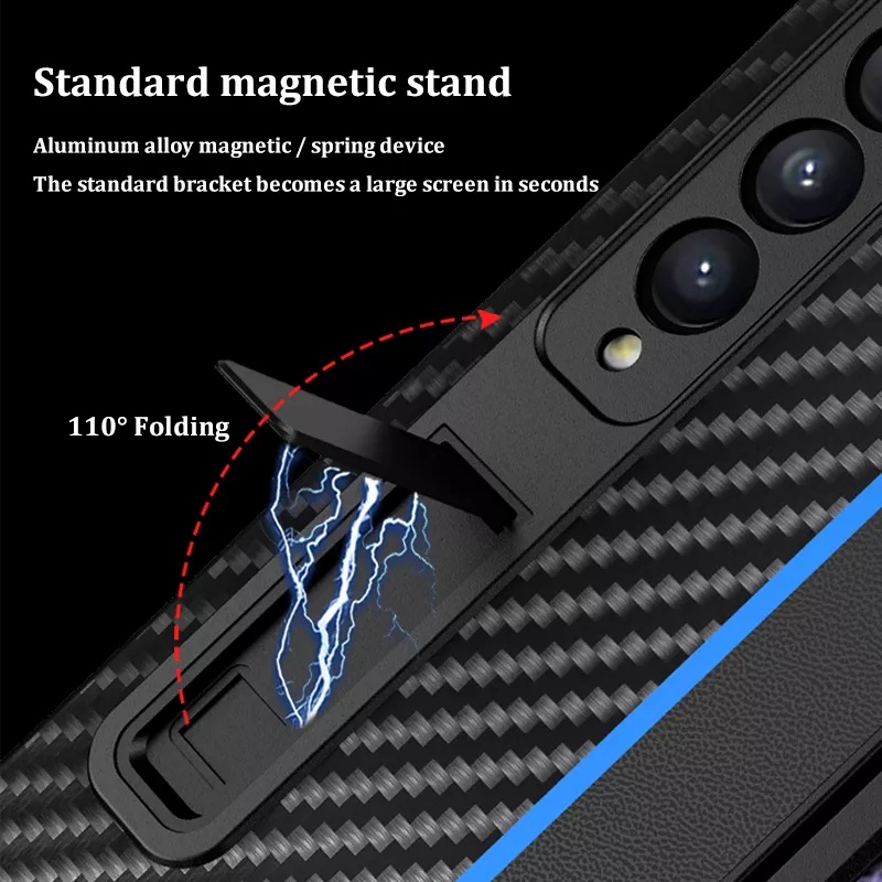 Carbon Kickstand Stand Holder Samsung Z Fold 3 Z FOLD 4 Case Cover Casing