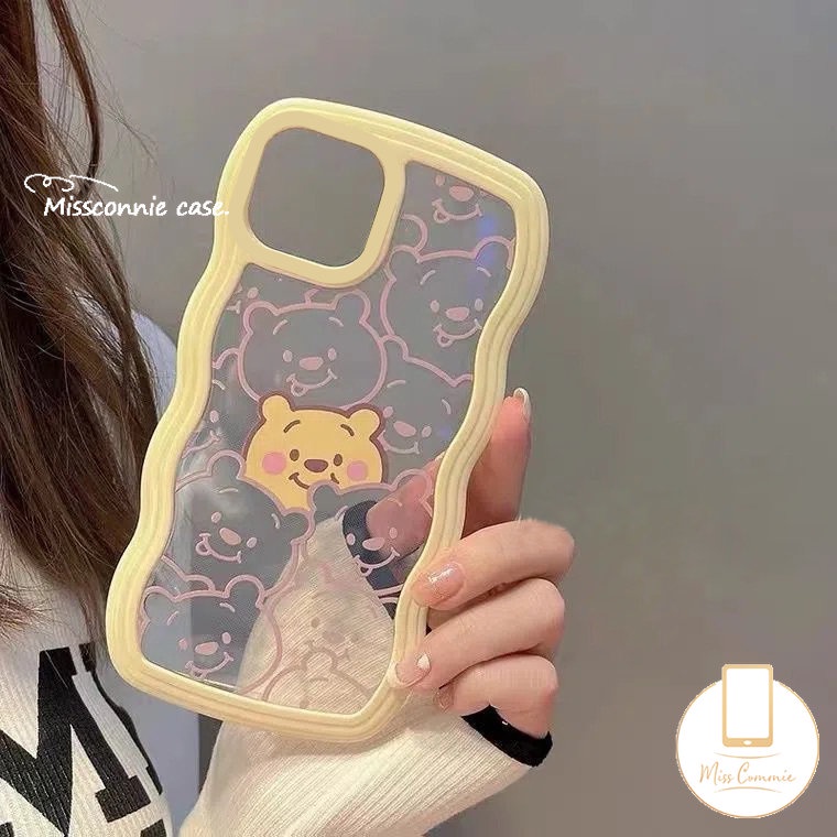 IPHONE Casing Bening Case Kompatibel Untuk Iphone6 6s 78 Plus 11 14 12 13 Pro Max XR 14Plus X XS Max SE 2020kartun Lucu Winne the Pooh Transparan Wavy Edge Soft TPU Case