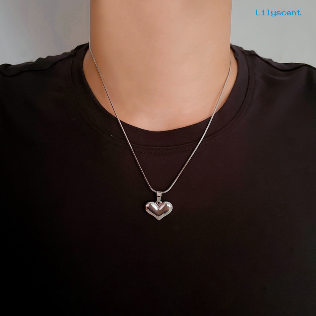 [LS]Heart Kalung Stainless Steel Warna Silver Anti Karat Peach Hati 3D Charms Temperamen Dress-Up Perhiasan Rantai Wanita Klavikula Rantai Kalung Aksesoris Untuk Pesta