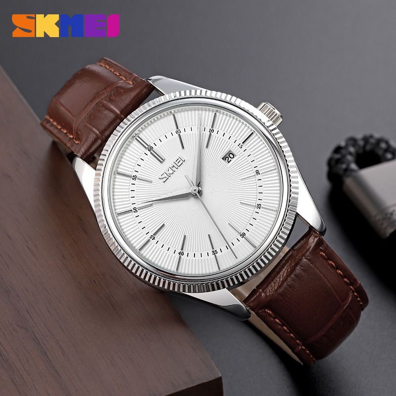 SKMEI 9298 JAM TANGAN PRIA CASUAL ORIGINAL TAHAN AIR TALI KULIT