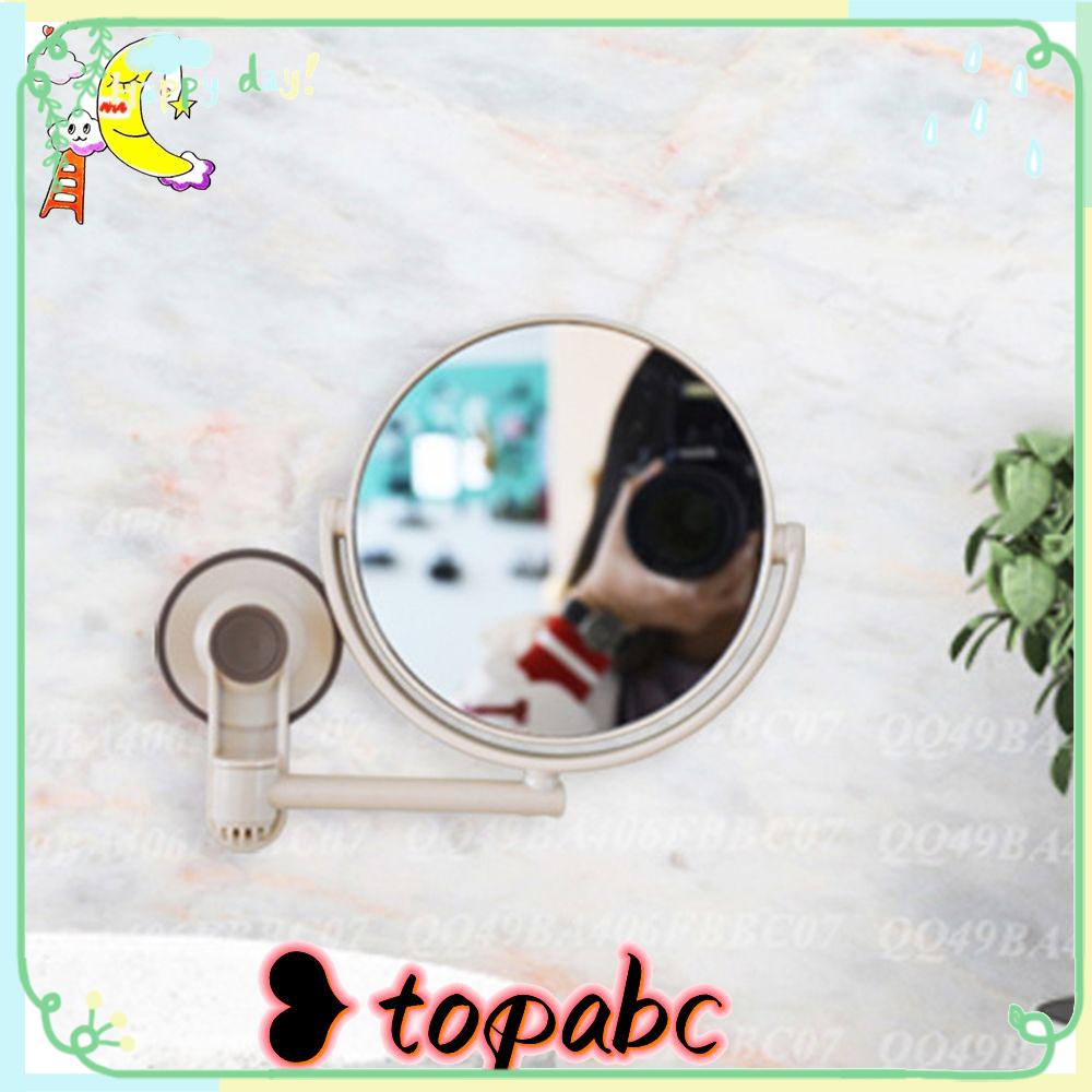 Top Vanity Mirror High-definition Plastik Penyedot Debu Bulat Dinding Gantung Lipat Perlengkapan Makeup