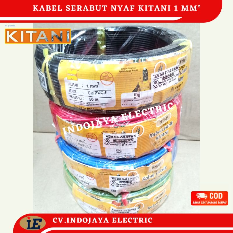 kabel Serabut Nyaf 1x1 mm² Kitani Kabel Body Kabel Panjang 50 meter