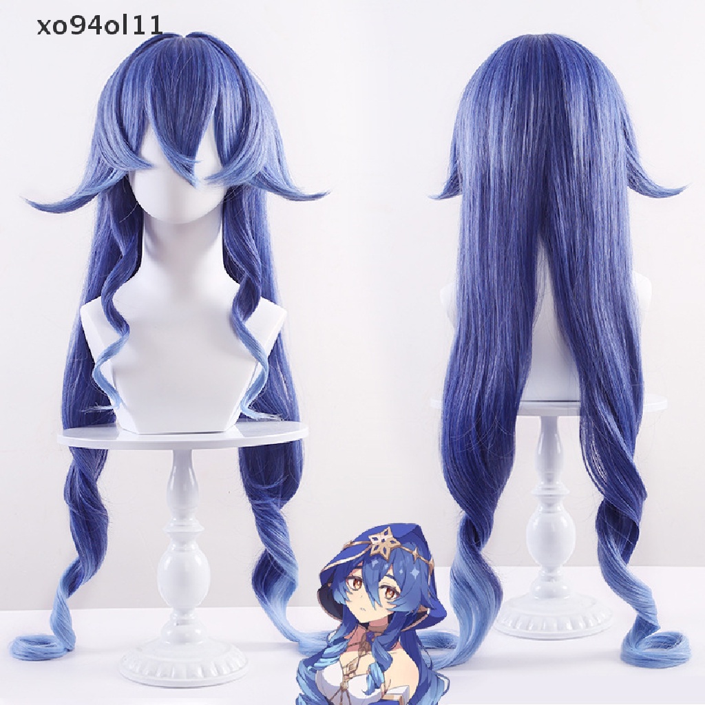 Xo Genshin Impact Layla Cosplay Wig Keriting Wig Gradien Biru Wig Cosplay Anime Cosplay Wig Tahan Panas Wig Sintetis Wig Pesta Halloween Prop OL