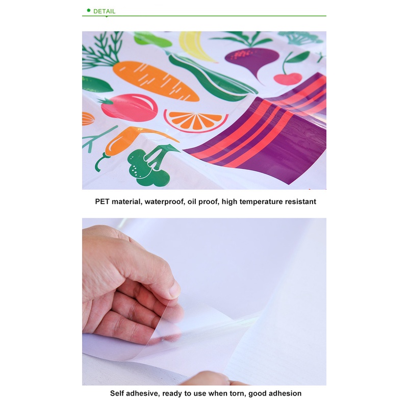 ღ 60*90Cm Lucu Kartun Stiker Transparan Minyak Bukti Stiker Dapur Suhu Tinggi Tahan Air Stiker Dinding Rumah Tangga wallpaper Dapur Stiker