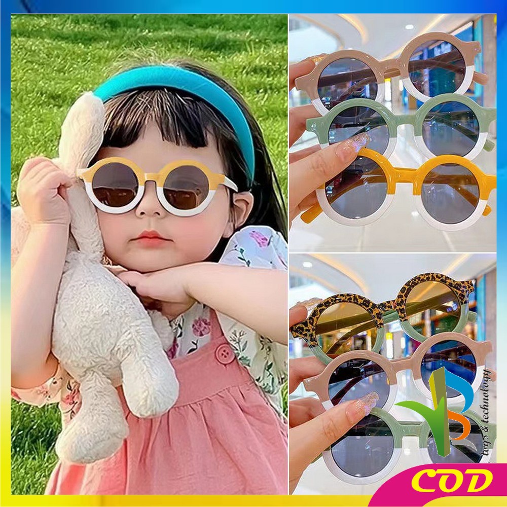 RB-C669 Kacamata Anak Perempuan Bulat Leopard UV400 Anti Ultraviolet Bayi Berjemur / Kaca Mata Laki Laki Hitam Gradasi Korea Fashion