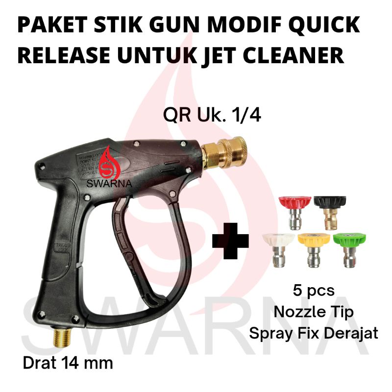 STIK GUN MODIF Quick Release untuk JET CLEANER + NOZZLE TIPS SPRAY