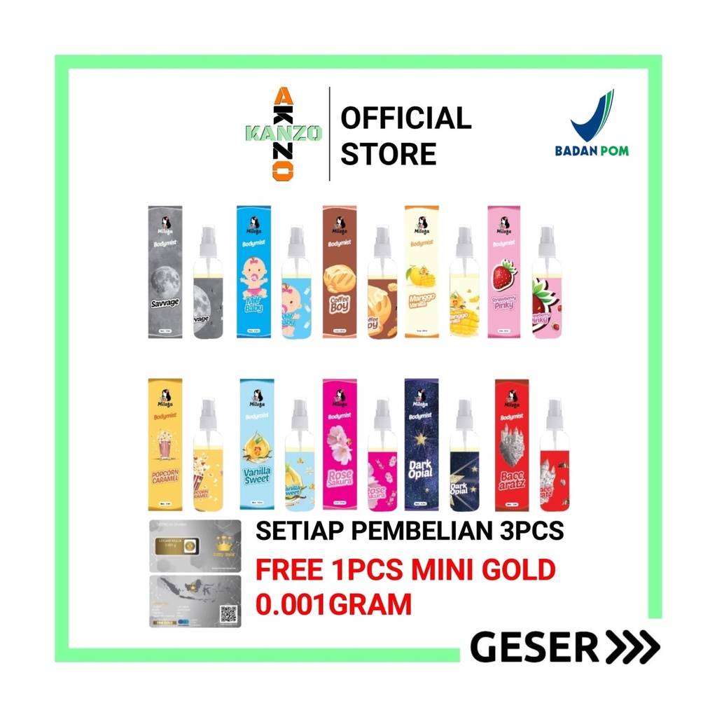 Kanzo - [BPOM] PROMO 3PCS BONUS EMAS Parfum Body Mist Milofa 100ml Premium / Body Mist Milofa Savvage 100ml Best Seller / Parfum Unisex Wangi Tahan Lama