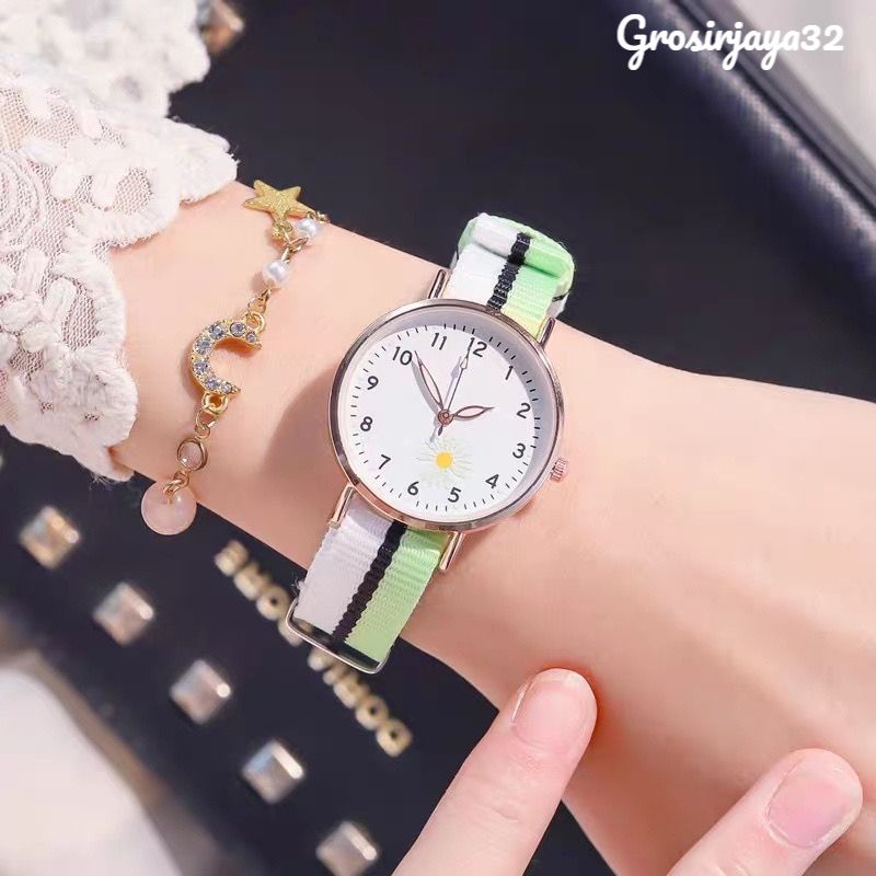 Jam tangan wanita Alice Analog Nilon strap Jam tangan casual Fashion Korea