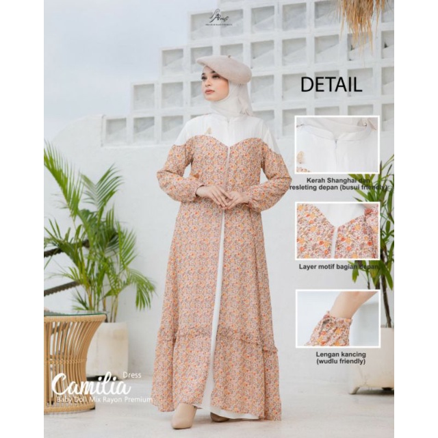 Camilia Dress by Arrafi Dress gamis wanita muslim dress baby doll ceruty mix Rayon