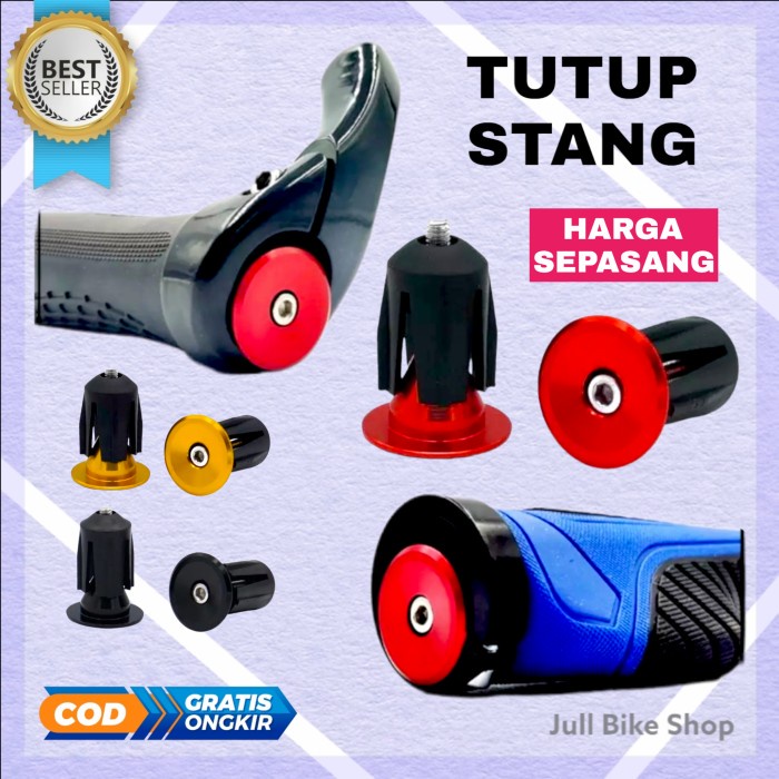 SEPASANG Tutup ujung stang sepeda alloy handlebar end cap plugs mtb lipat fixie anak bmx dll plug baut penutup