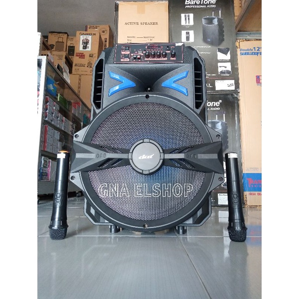 DAT DT 1516 SPEAKER PORTABLE BLUETOOTH KARAOKE 15 INCHI FREE 2 MICROPHONE WIRELESS