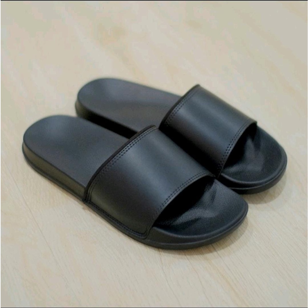 Sandal Slide Selop Full Hitam / Sandal Pria Selop