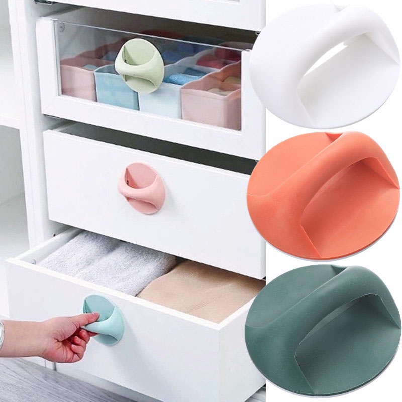 Pegangan Tarikan Lemari Bebas Pukulan Self-adhesive Seamless Door Handle Knobs Tambahan Serbaguna Pegangan Sliding Kaca Balkon Pegangan Lengket Bulat Untuk Lemari Jendela Laci