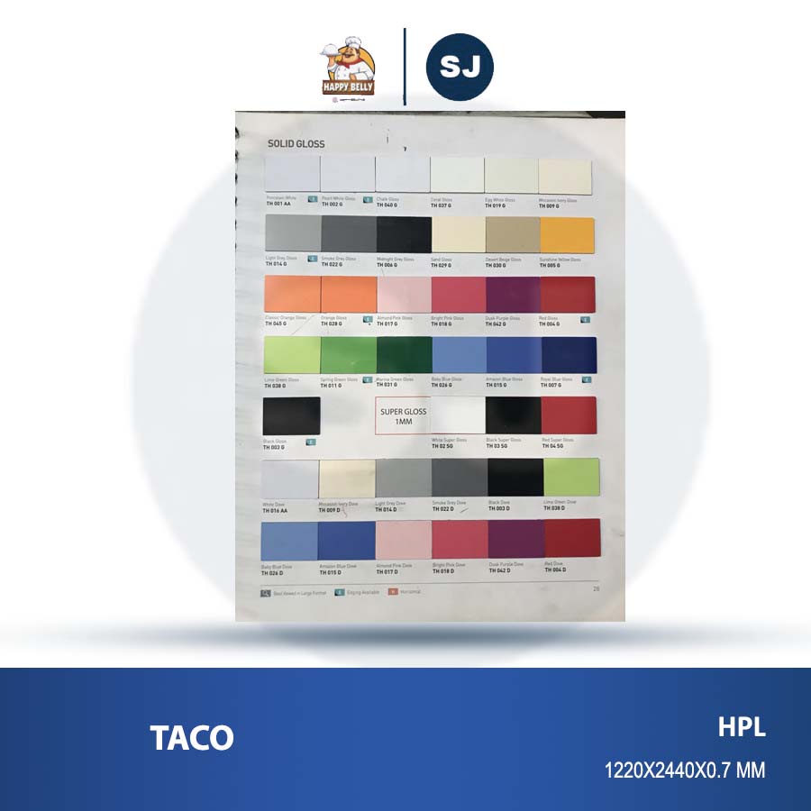 TACO HPL WARNA POLOS / SOLID COLOR / KODE G / D