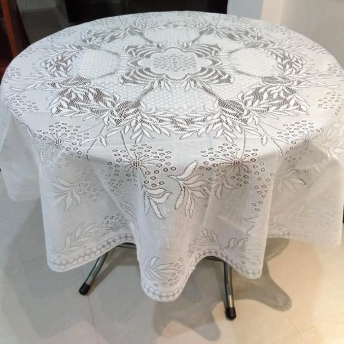 Taplak Meja Bundar Putih 160 cm - Taplak Meja Bulat Putih Polos