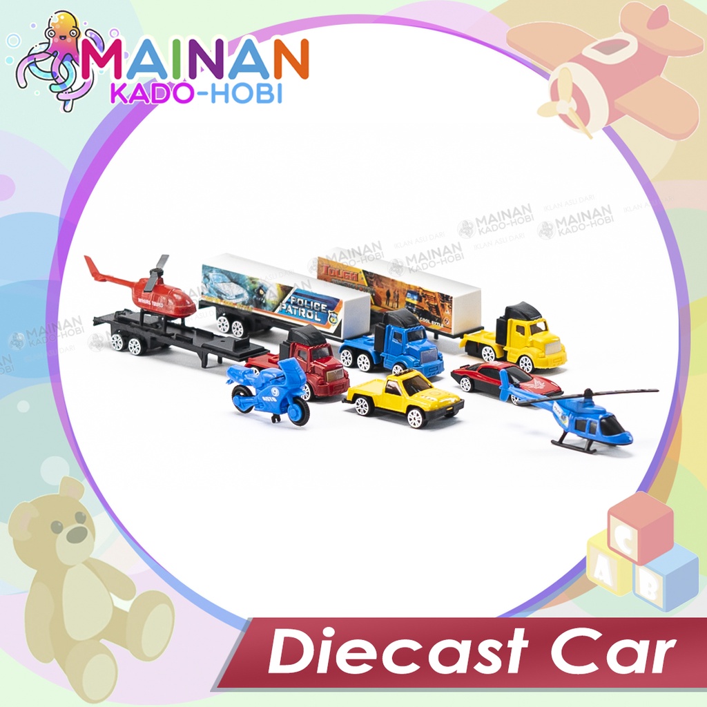 MAINAN ANAK DIECAST CAR MINIATUR MOBIL POLICE PATROLI TRUK KONSTRUKSI