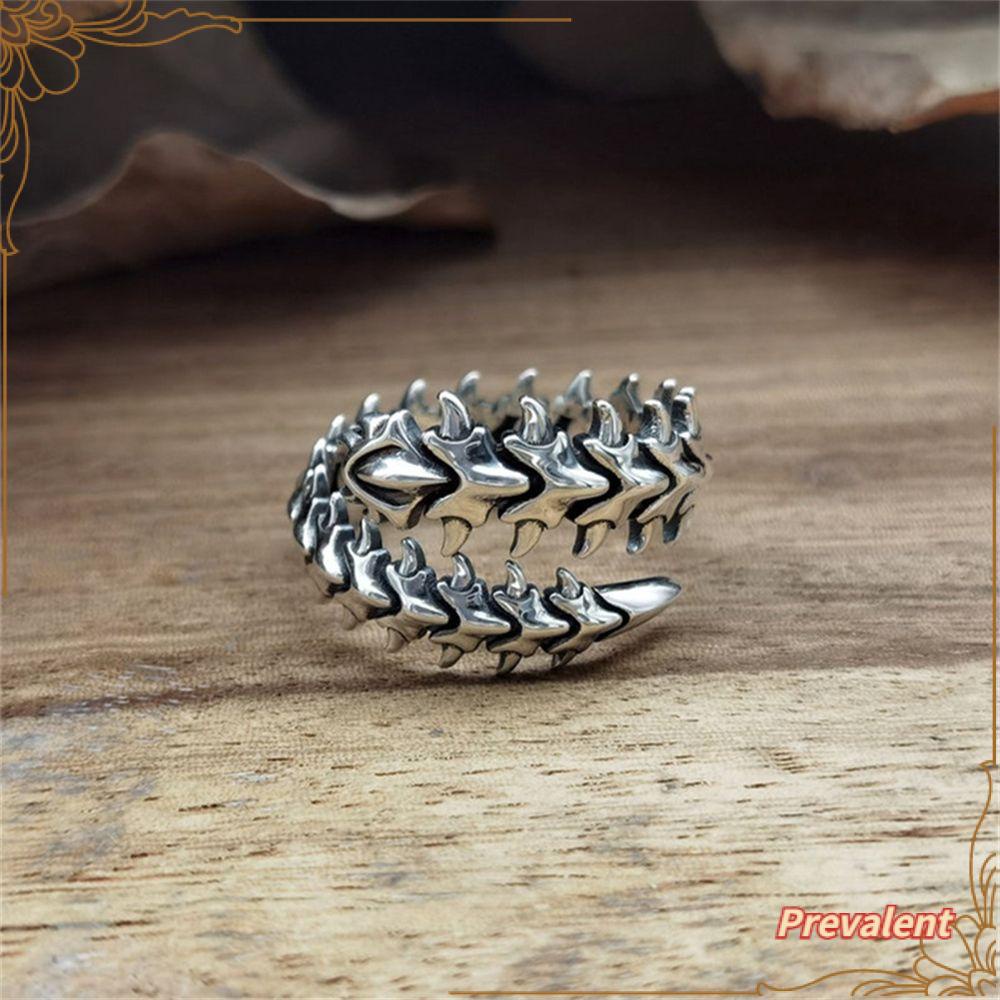 Preva Lipan Cincin Kelabang Perhiasan Vintage Batu Lilit Tulang Metal Gothic Adjustable Gaya Punk