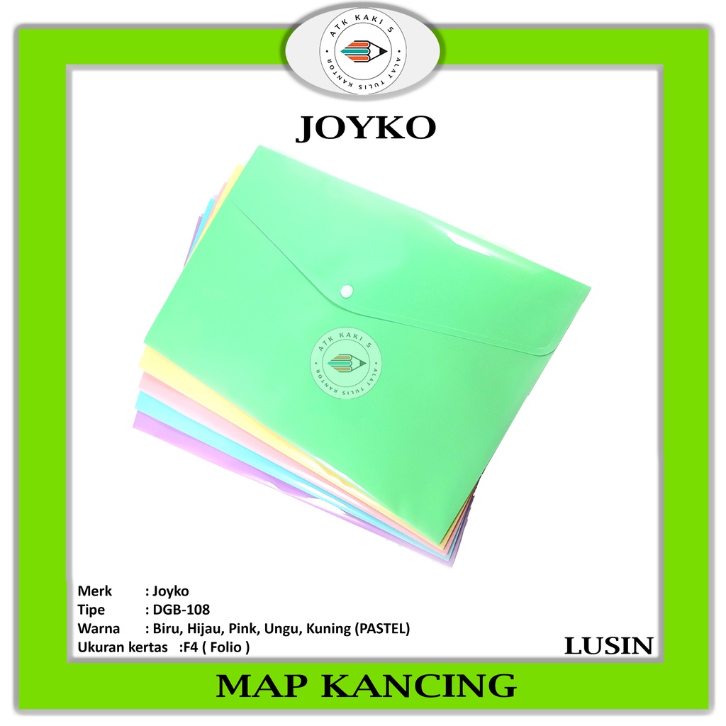 

JOYKO - Map Kancing DBG-108 Plastik Pastel Color / Warna Pastel - Lusin