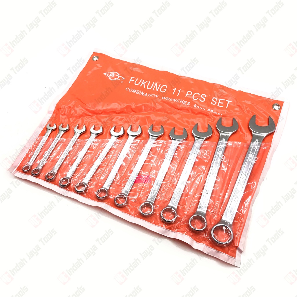 FUKUNG Kunci Ring Pas Set 11 pcs ( 8 - 22 mm ) Combination Wrench Set