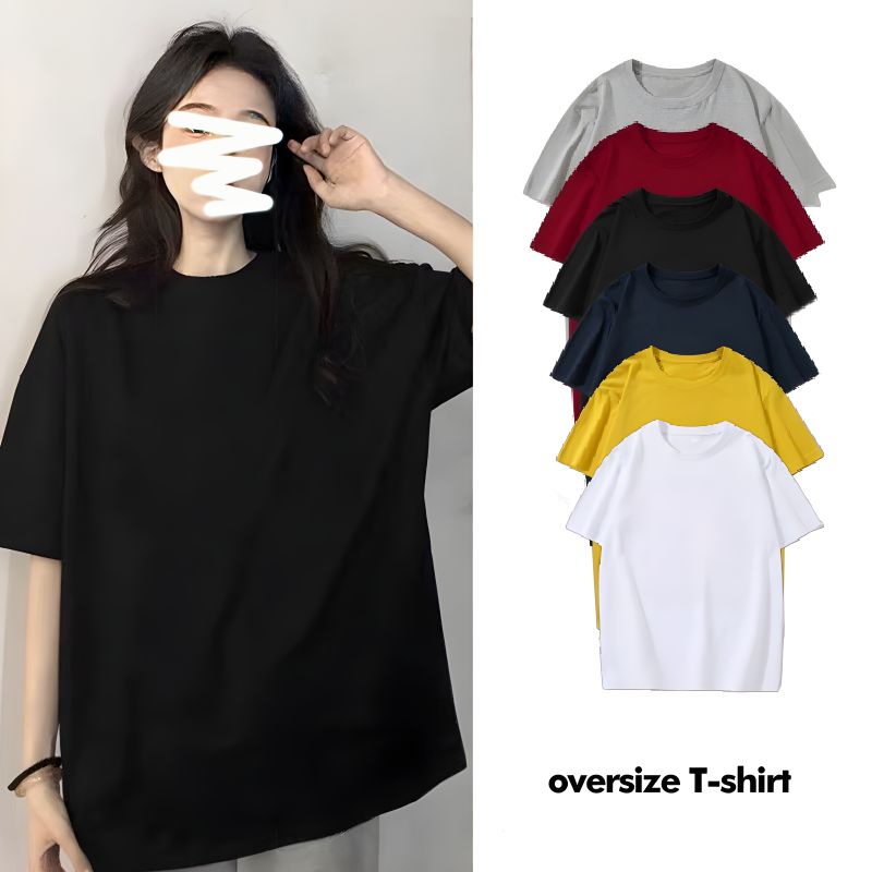 Kaos Polos Oversize Wanita Cotton Combed Atasan Tshirt Wanita Lengan Pendek