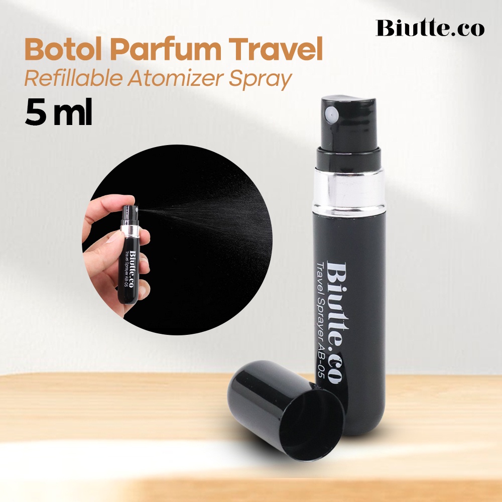 Botol Parfum Travel Size Refillable Atomizer Spray 5ml - AB-05 - OMHAS2BK Black