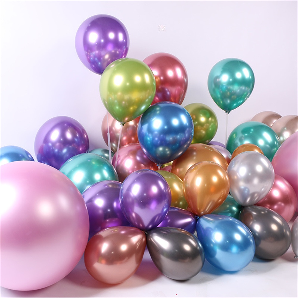 ღ 50PCS 10Inch Logam Chrome Balon Lateks Tebal Logam Balon Lateks Balon Pesta Dekorasi Set untuk Pernikahan Ulang Tahun pesta Dekorasi Persediaan