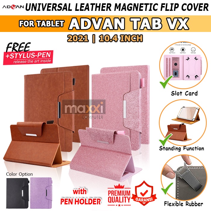 Advan Tab VX / VX Lite / VX Neo Tablet 10.4" 10.4 10 Inch Inci 2021 2023 2024 Slot Card Flipbook Cov