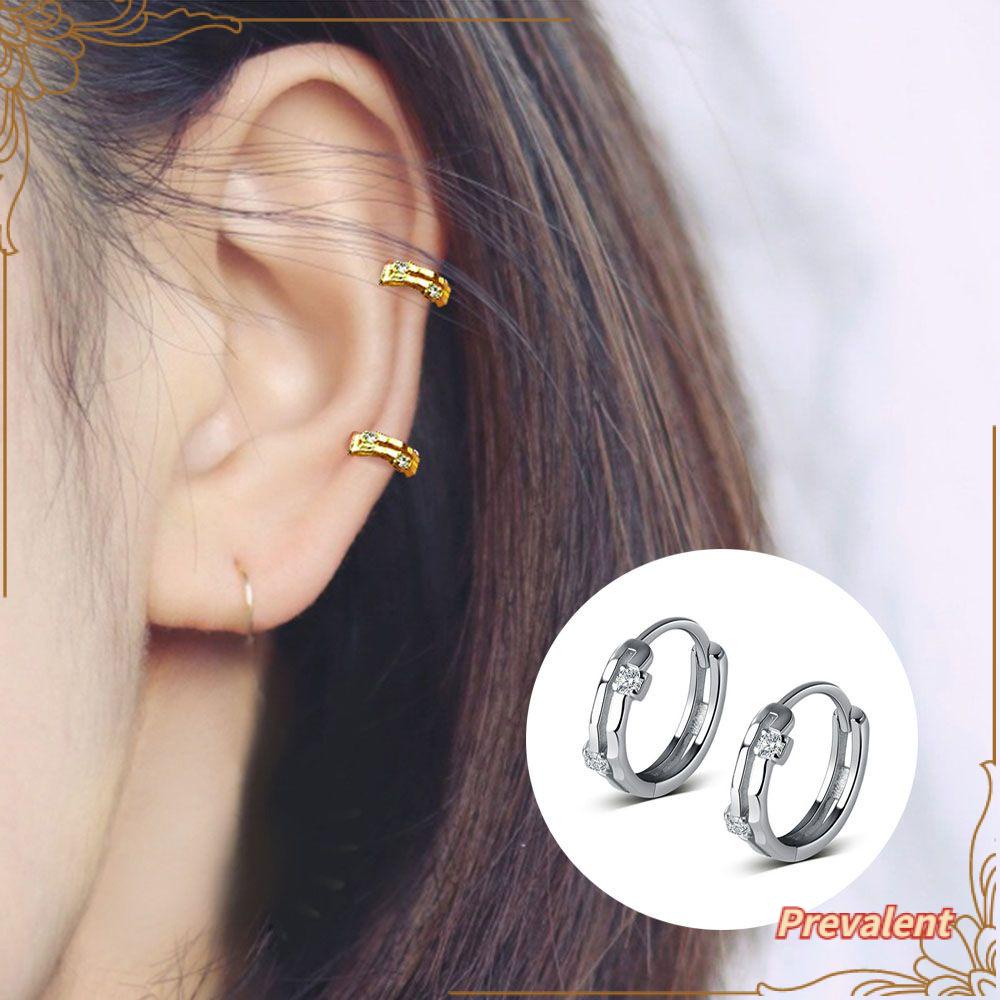 Preva Anting Hoop Earrings Tindik Sederhana Perhiasan Tulang Rawan Lapis Emas Cubic Zirconia